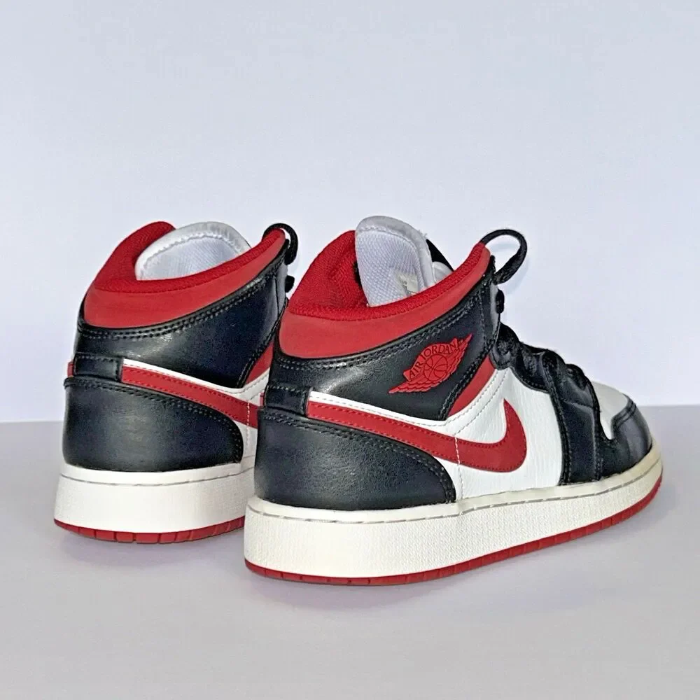 Nike Air Jordan 1 Mid Gym 5Y Big Kid‎ White Black Red